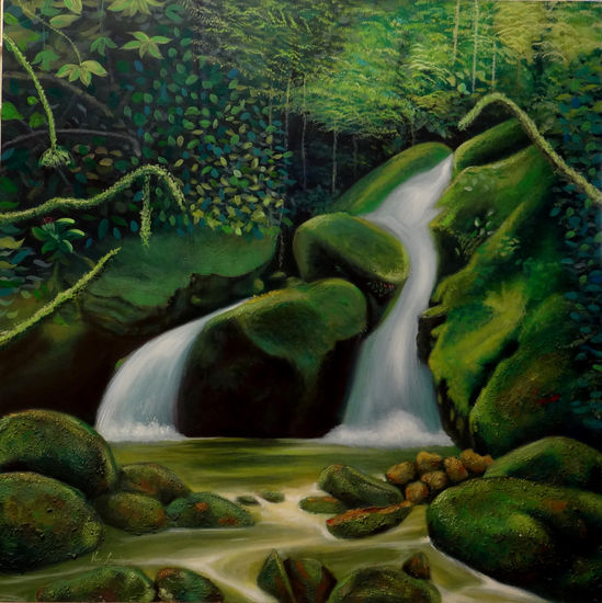 paisaje cascada Acrylic Canvas Landscaping