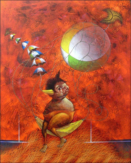 Vuelo en pelota Oil Canvas Figure Painting