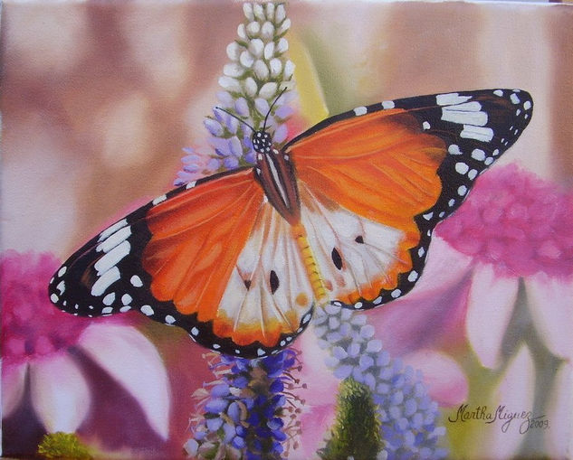 Mi Mariposa Naranja ......... Oil Canvas Animals