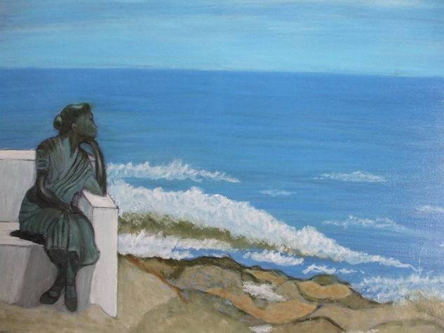 esperando al marinero , torrevieja la vella lola, Oil Canvas Marine Painting