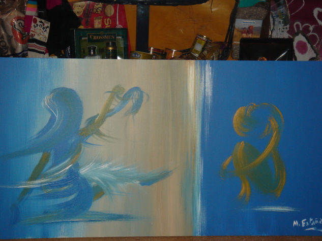 Danzando y pensando. Acrylic Panel Figure Painting