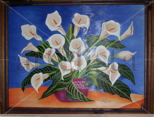 alcatraces Oil Panel Floral Painting