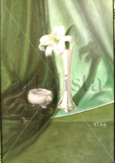 La orquidea. Oil Canvas Still Life Paintings