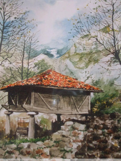 HÓRREO ASTURIANO Watercolour Paper Landscaping