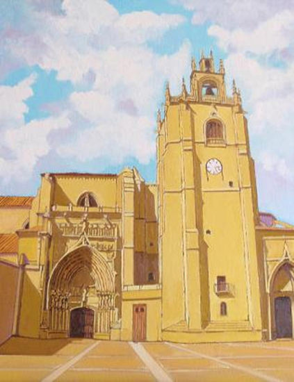 Catedral de Palencia Oil Panel Landscaping