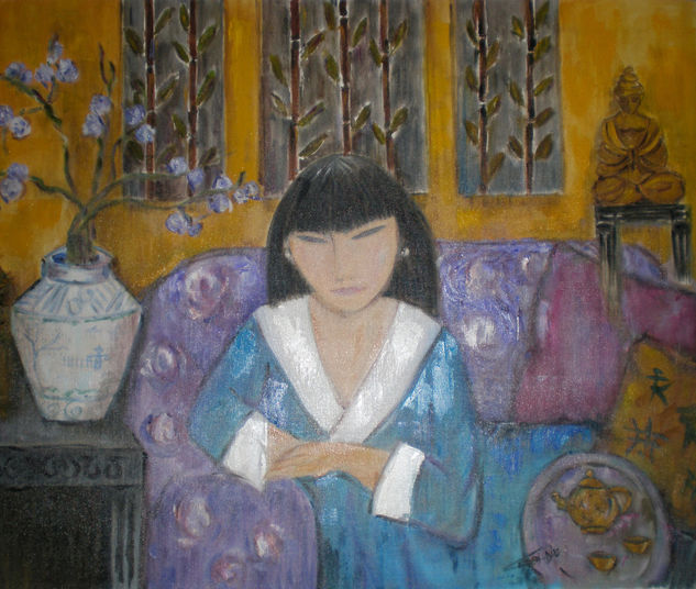 Geisha Óleo Lienzo Figura