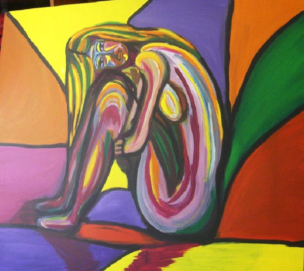 DESNUDO MULTICOLOR Acrylic Panel Figure Painting