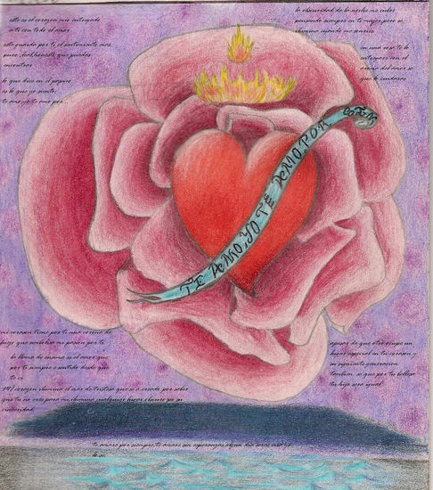 dedicatoria:corazon en rosas Lápiz