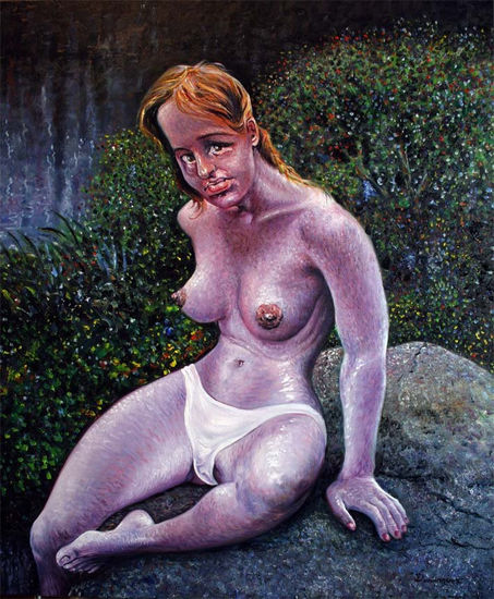 El baño. 92 x 73 cm: Oil Canvas Landscaping