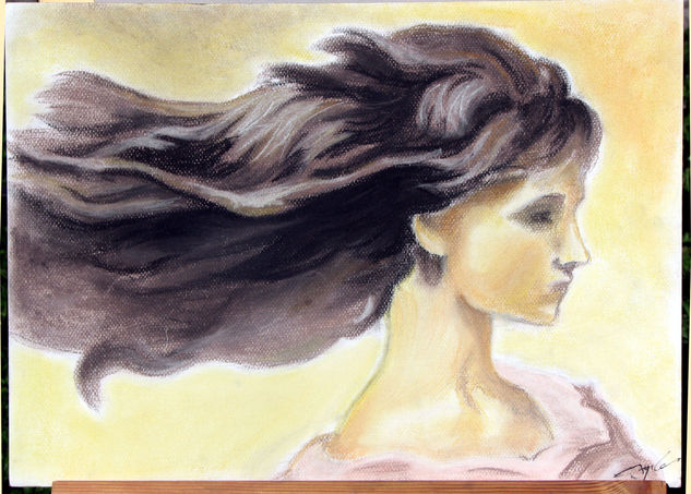 Retrato de una mujer libre. Pastel Card Portrait