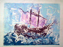 Barco con oleaje