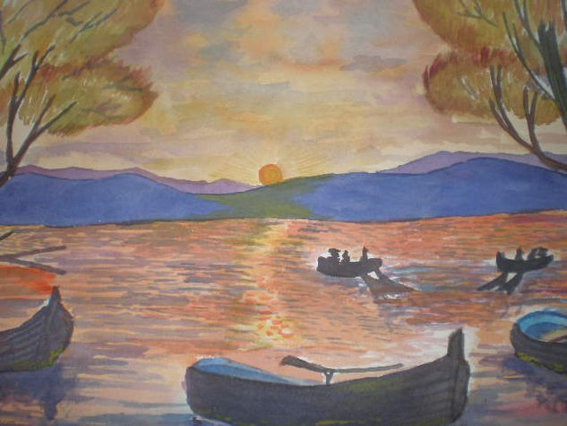 Atardecer Watercolour Paper Marine Painting