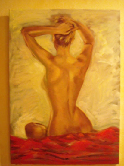 la mujer de rojo Oil Canvas Nude Paintings