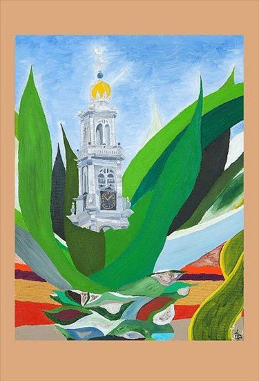 Westertoren en Agava Oil Canvas Landscaping