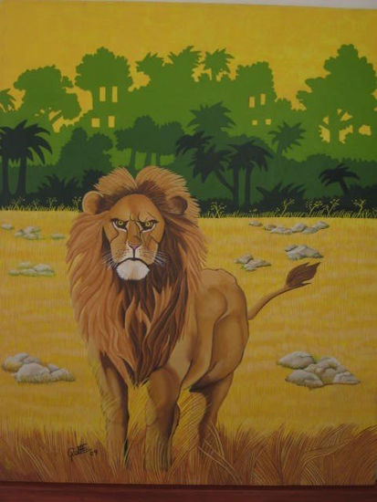 LEON MILLONARIO. Acrylic Canvas Animals