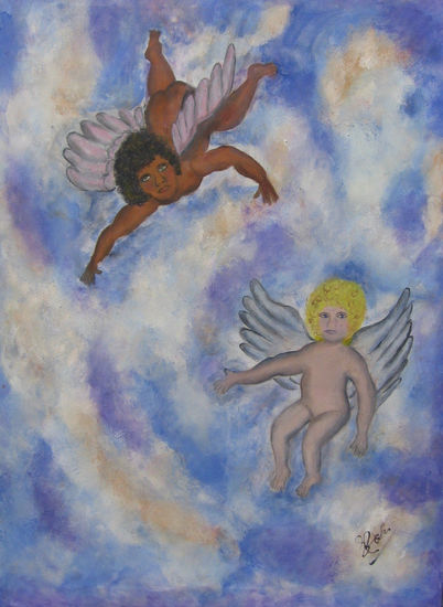 Angelitos en el cielo Oil Canvas Others