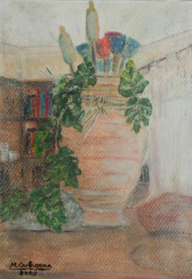 JARRON CON FLORES DE MADERA