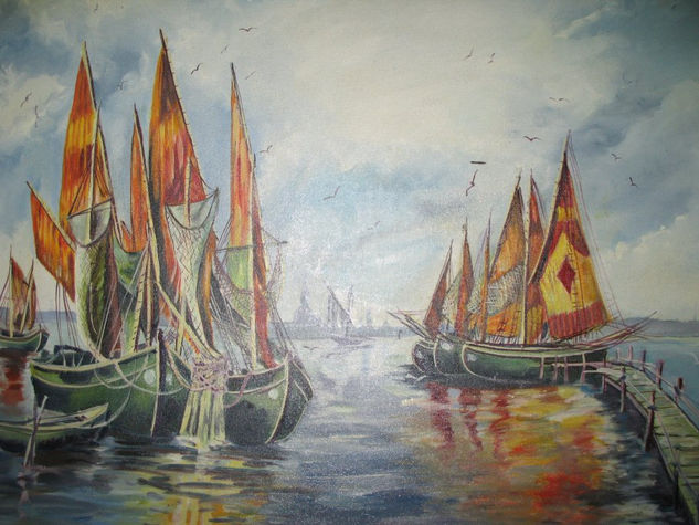 Sin Timon - Oleo - Espatula Oil Canvas Marine Painting