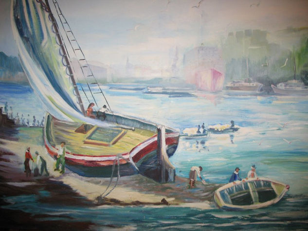 Sin Timon III - Oleo - Espatula Oil Canvas Marine Painting