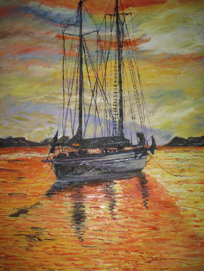 Ocaso - Oleo - Espatula Oil Canvas Marine Painting