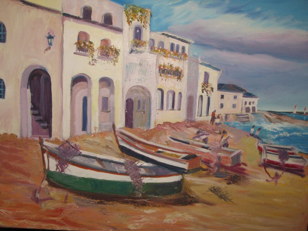 Encallados III - Oleo - Espatula Oil Canvas Marine Painting