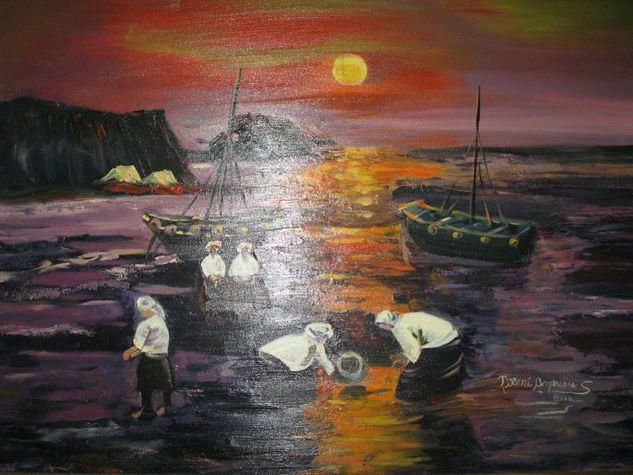 Ocaso II - Oleo - Espatula Oil Canvas Marine Painting