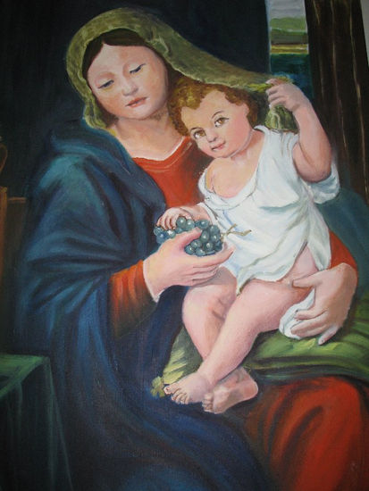 Virgen con el niño - Reproduccion Murillo - Oleo Oil Canvas Portrait