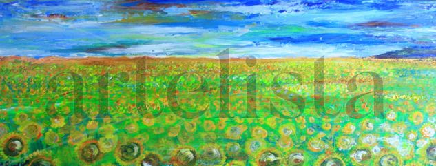 campo con girasoles Acrylic Canvas Landscaping