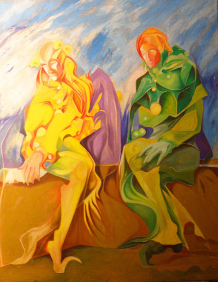 Pareja de androides Oil Canvas Figure Painting