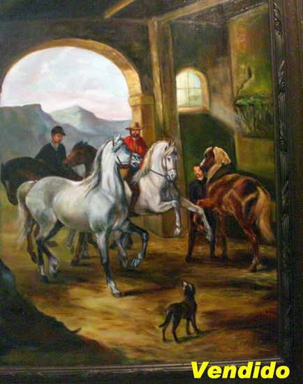 "Entrando a la cuadra" Oil Canvas Animals