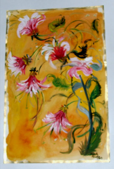 Campanillas all viento Mixed media Paper Floral Painting