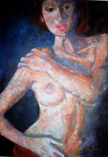 Desnuda en la Sombra Oil Canvas Figure Painting