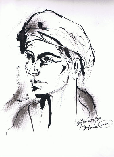 Mujer con boina Tinta