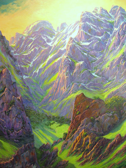 Picos de Europa "Luces y sombras en el esplendor del verde"  - 71 Óleo Lienzo Paisaje