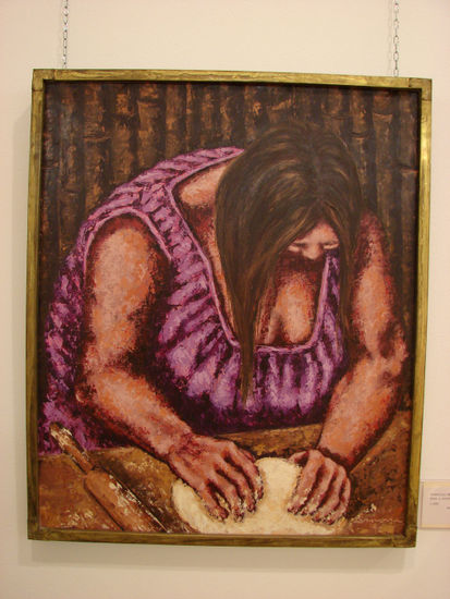 Tortillas Mejicanas Oil Canvas Figure Painting