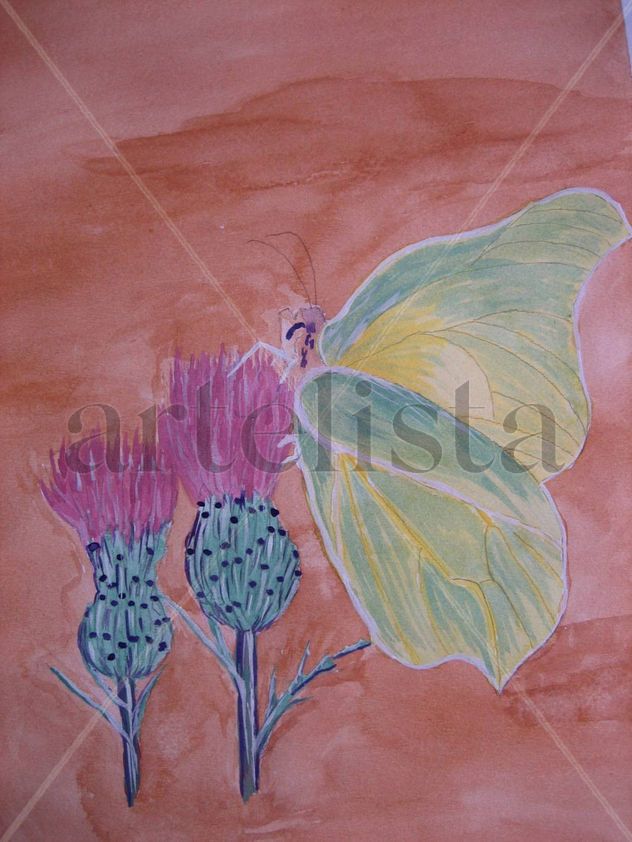Flor de cardo y mariposa
