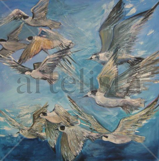 Aves en vuelo Oil Canvas Landscaping