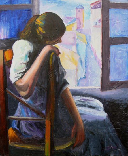 Desde la ventana Oil Canvas Figure Painting