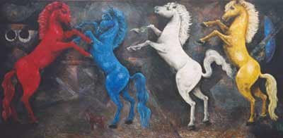 Caballos Acrylic Canvas Animals