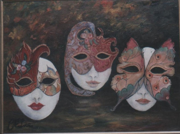 tres máscaras Oil Canvas Landscaping