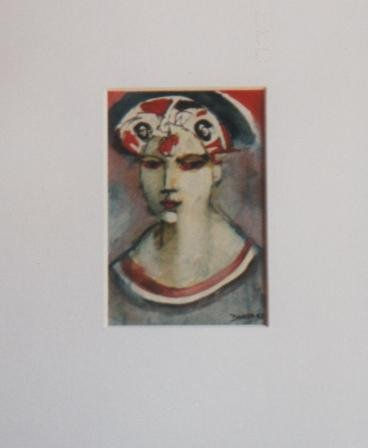 CABEZA DE MUJER ORIENTAL. Mixed media Paper Figure Painting