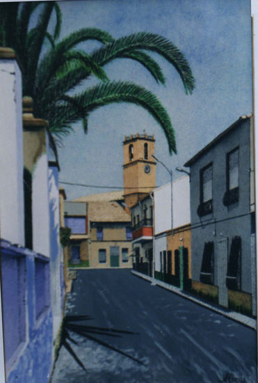 Calle la escuela Acrylic Card Landscaping