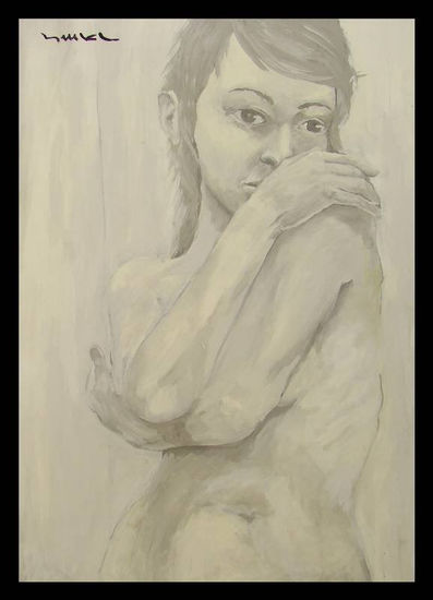 Desnudo, Pensativa Acrylic Panel Nude Paintings