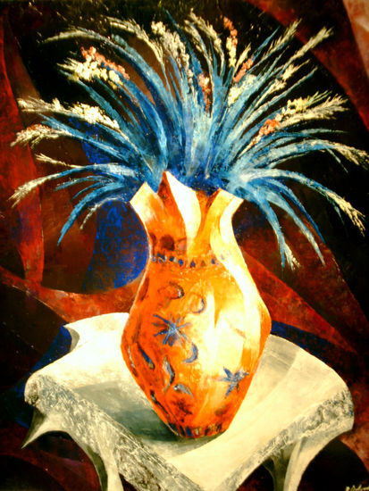 Florero en rojo Oil Canvas Still Life Paintings