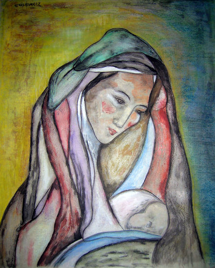 Maternidad Óleo Papel Retrato