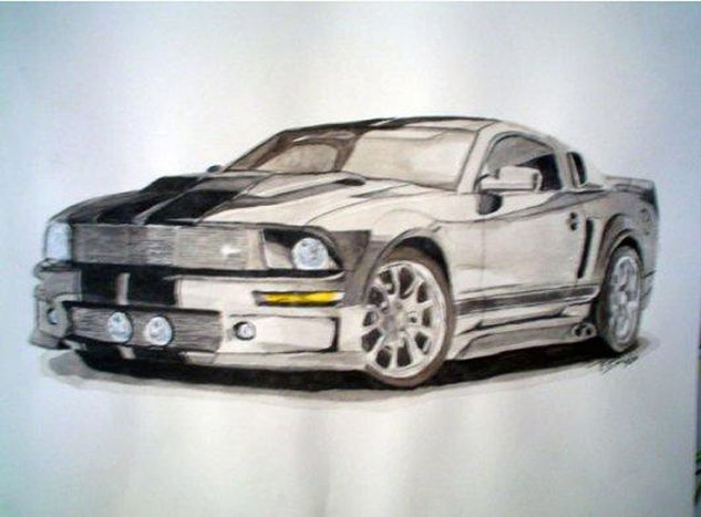 mustang Acuarela Lienzo Figura