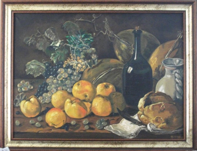 Bodegón con Piña Oil Canvas Still Life Paintings