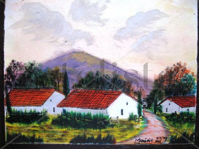 Casitas Gouache Tabla Paisaje