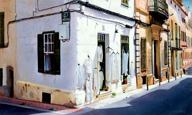 "calle de Mahón-Menorca" Oil Panel Landscaping