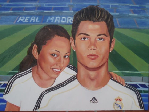 Dakota y Cristiano Ronaldo Oil Canvas Portrait